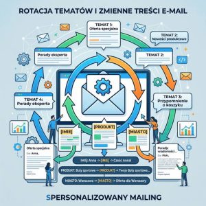 Rotacja tematów e-mail i zmienne treści listów