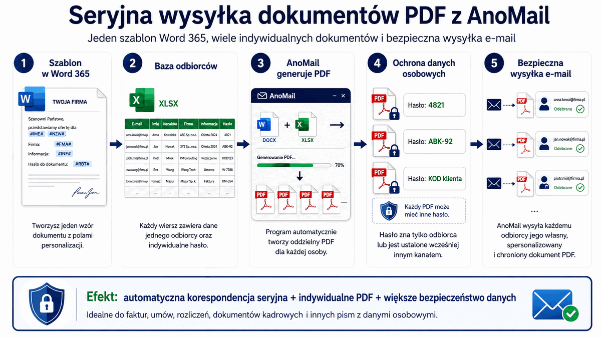 Seryjna wysyłka PDF zabezpieczonych hasłami