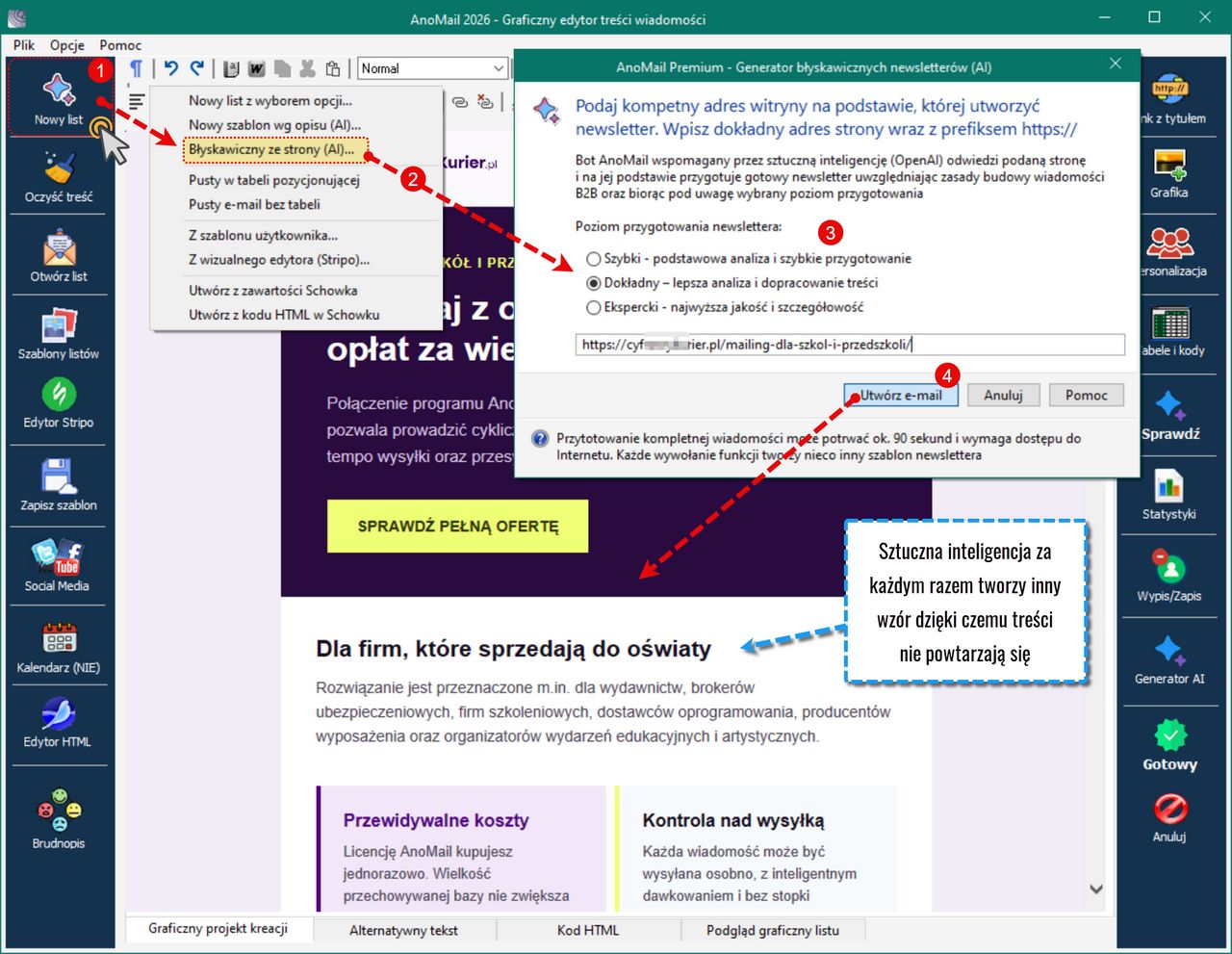 Błyskawiczne projektowanie newsletterów z AnoMail Premium