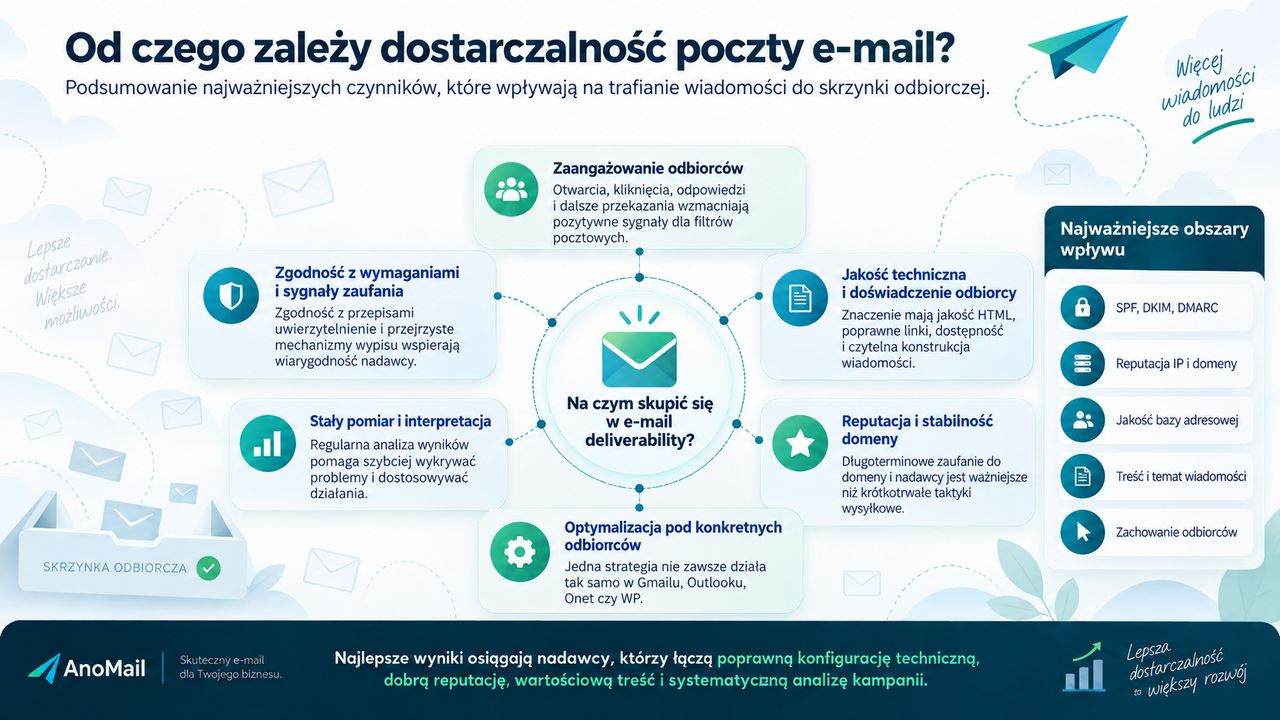 Od czego zależy dostarczalność poczty e-mail - Infografika