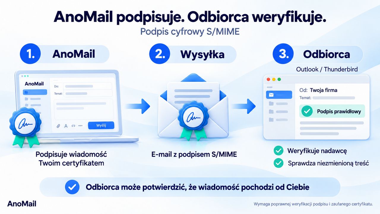 Infografika: Podszywanie się pod firmę w e-mailach​ i ochrona dzięki podpisowi cyfrowemu S/MIME