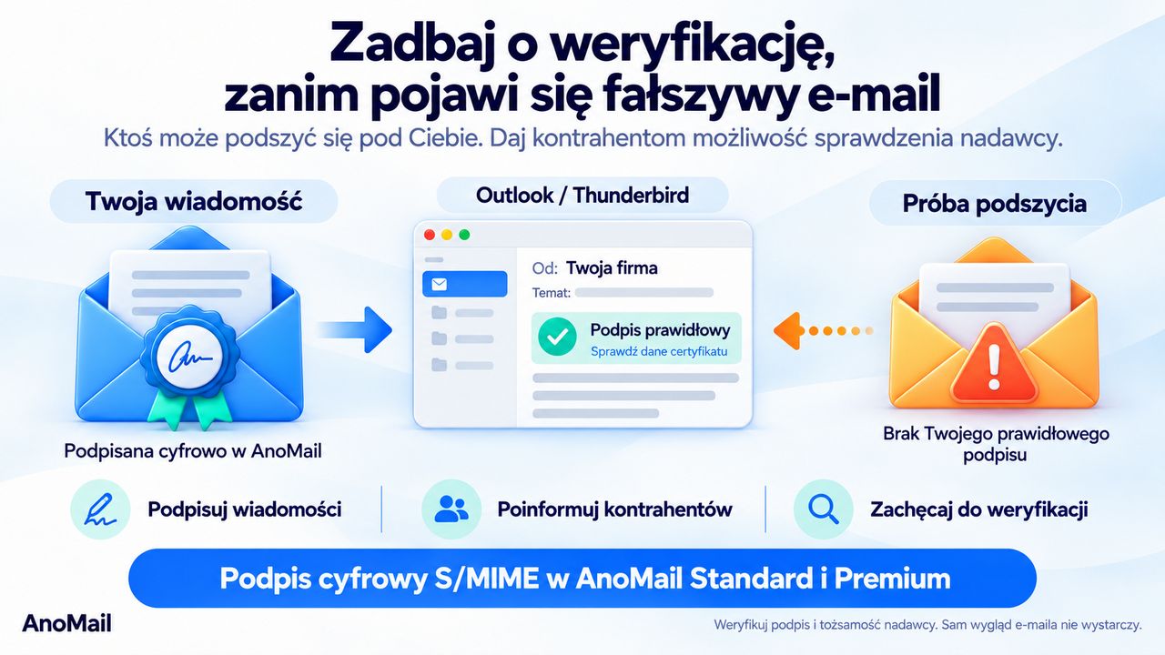 Infografika: Jak zadbać o weryfikację nadawcy zanim pojawi się fałszywa wiadomość e-mail?